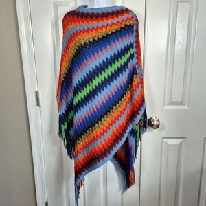 Earthbound Teading Company multicolor crochet poncho women's free size
